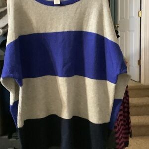 C&C California Blue and Gray Striped Sweater